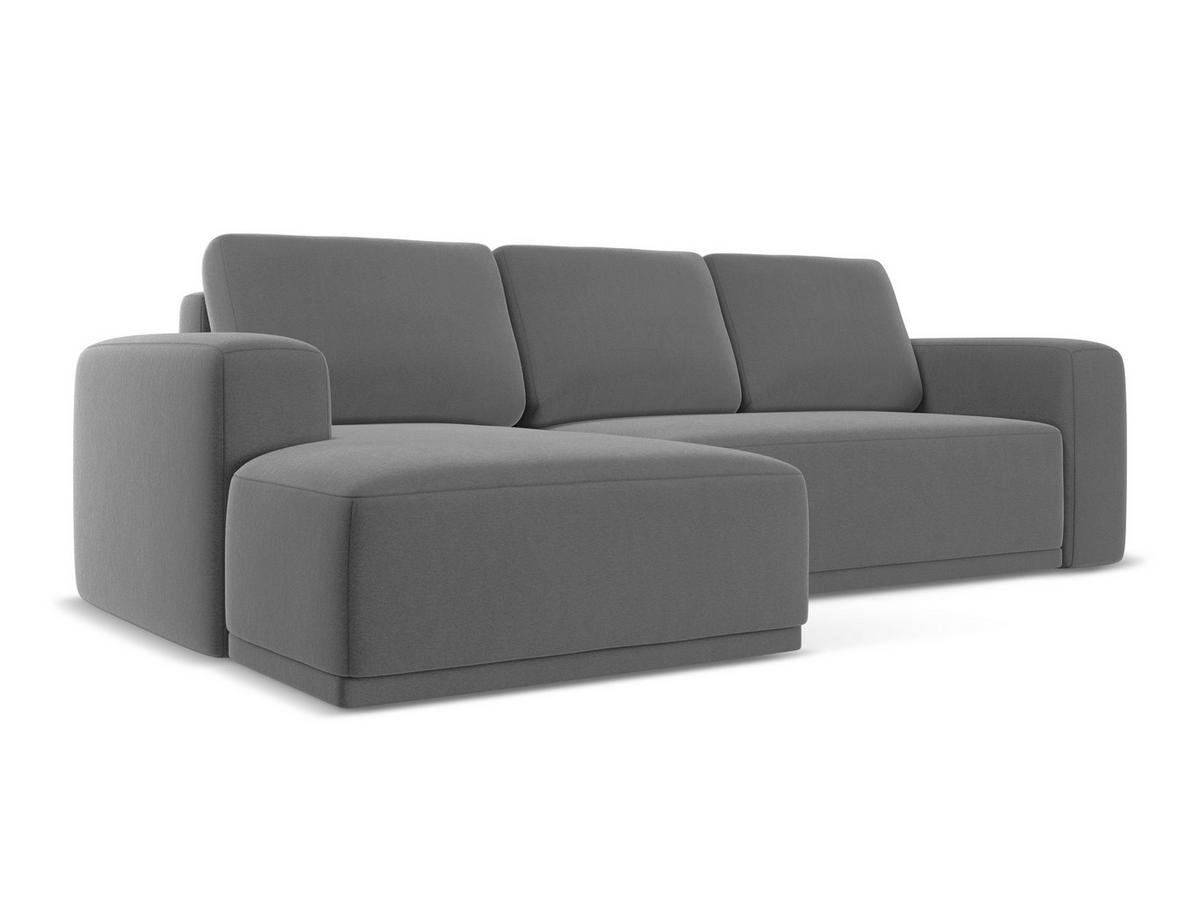 ECKSOFA mit Schlaffunktion Samt Stoff Grau - Schwarz/Grau, Kunststoff/Textil (258/160cm) - Makamii