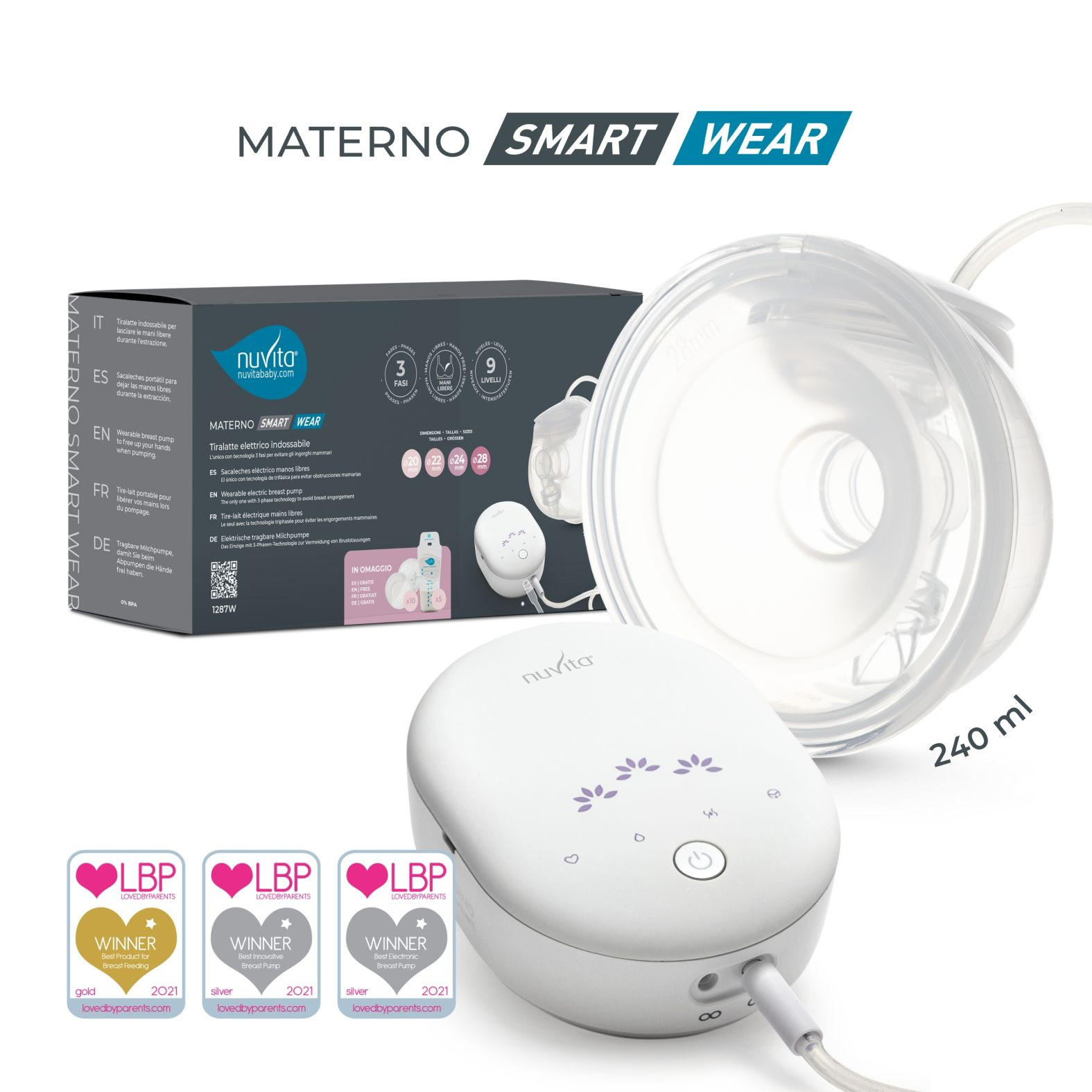 MILCHPUMPE 1287W MATERNO SMART WEAR - Nuvita