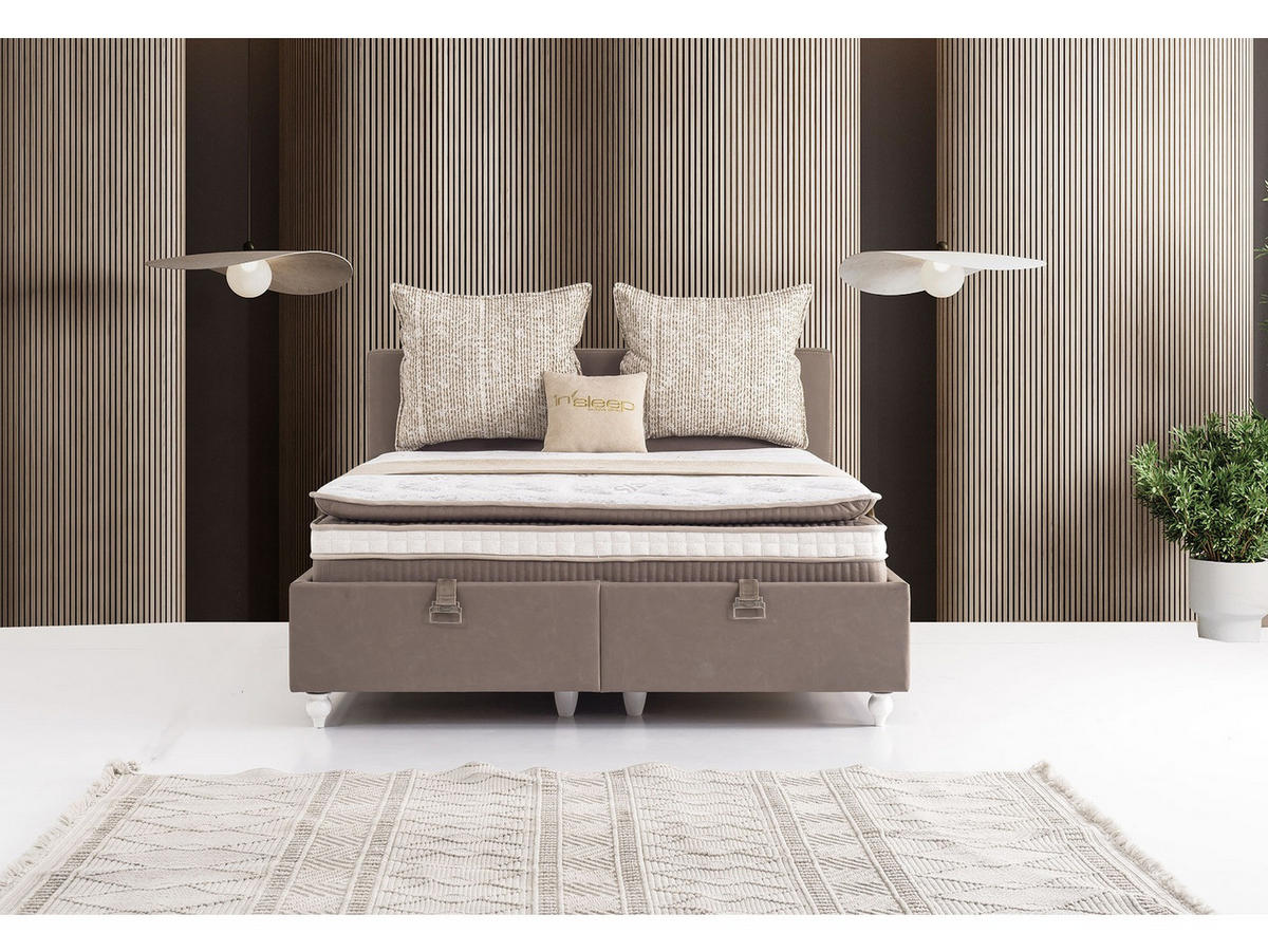POLSTERBETTSET Monaco 120x200 Braun - Braun, Textil/Metall (120/200cm) - Villa Möbel