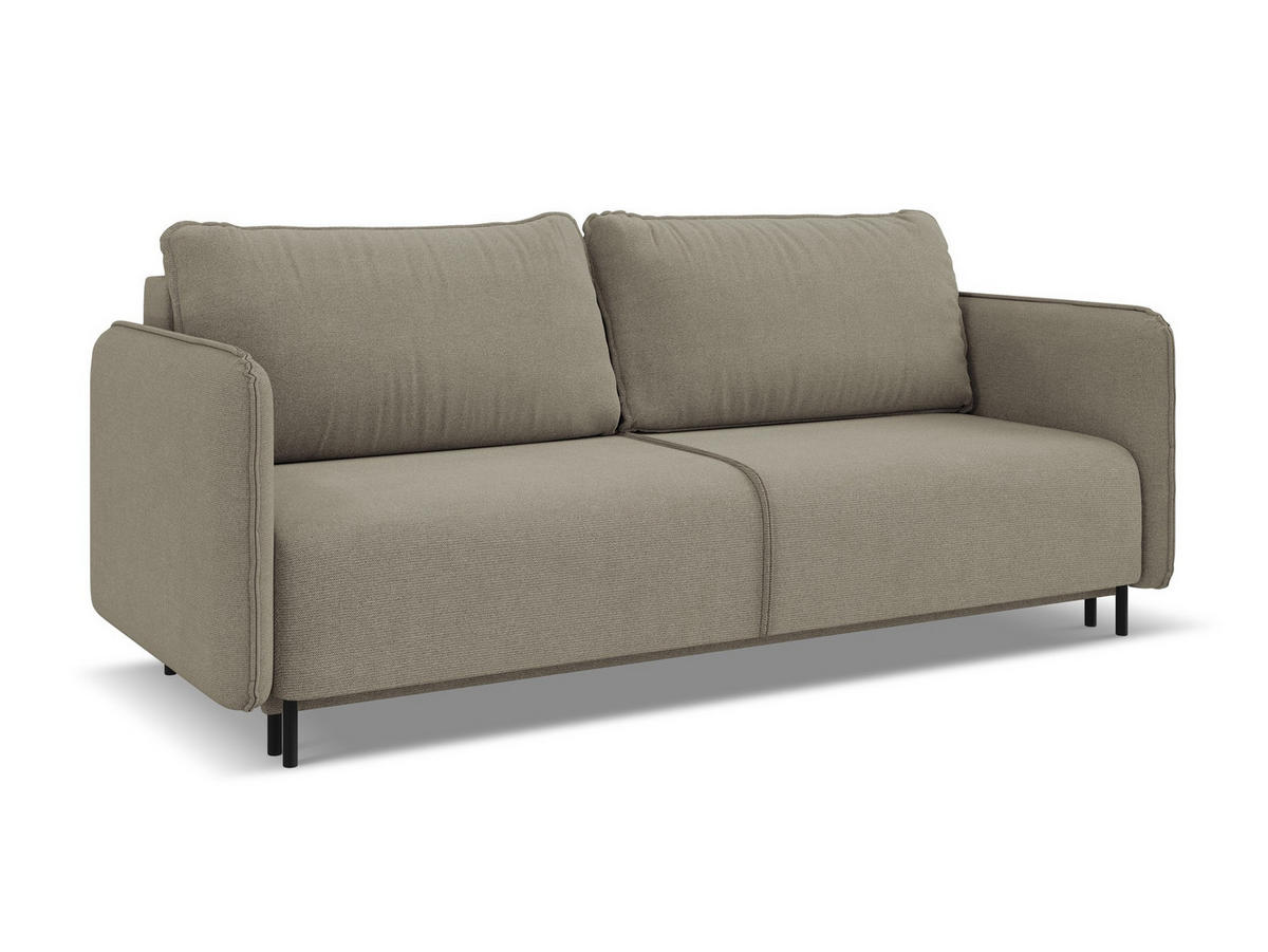 3-SITZER SOFA mit Schlaffunktion Strukturstoff Stoff Beige - Beige/Schwarz, Holz/Textil (226/90/92cm) - Makamii
