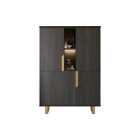 WOHNZIMMERSCHRANK ORION 2-Türig in Rosenholzoptik mit Marmoroptik - Goldfarben/Schwarz, Holzwerkstoff/Metall (110/159/49cm) - Interdesign24
