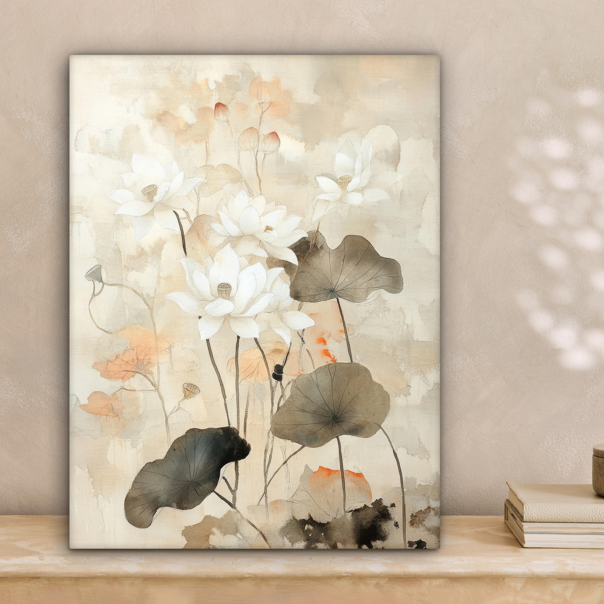 LEINWANDBILD Blumen - Japandi - Wabi sabi 30x40 cm - Sandfarben, Textil (30/40cm) - MuchoWow