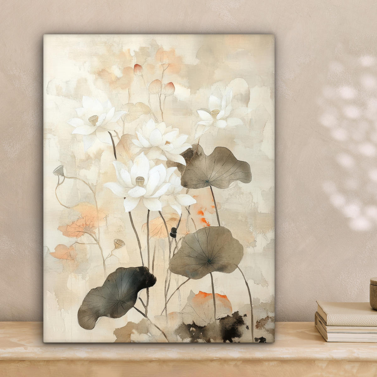 LEINWANDBILD Blumen - Japandi - Wabi sabi 30x40 cm - Sandfarben, Textil (30/40cm) - MuchoWow
