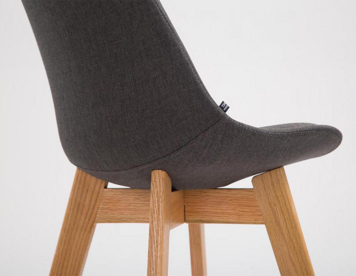 BARHOCKER 2 Stoff Dunkelgrau - Eukalyptusholzfarben/Dunkelgrau, Holz/Textil (48/112/56cm) - CLP