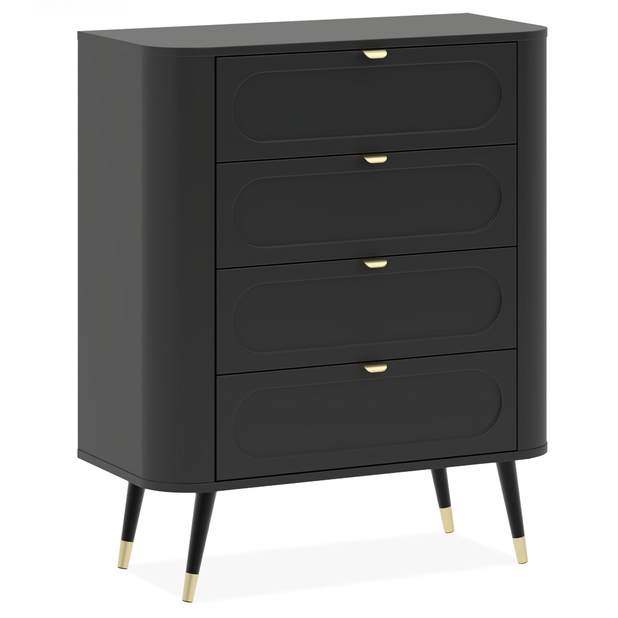 KOMMODE LONA, Schwarz - Schwarz, Holzwerkstoff/Metall (78/98/40cm) - KONSIMO®