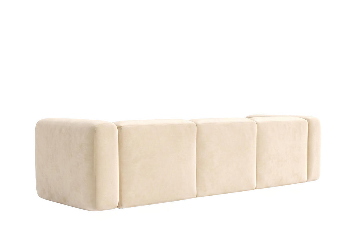SOFA 3-Sitzer, Velvet-Stoff Bluvel, Creme, GRETA - Creme, Holz (319/70/89cm) - Kaiser Möbel