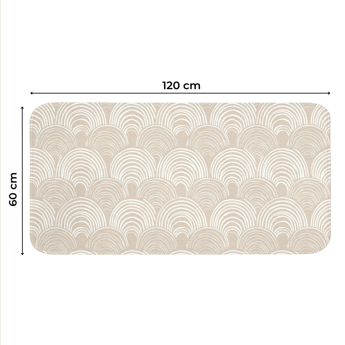 WC PŘEDLOŽKA Vlny - Textura - Béžová 120x60 cm - kašmírová, textil/plast (120/1cm) - OnlyWow