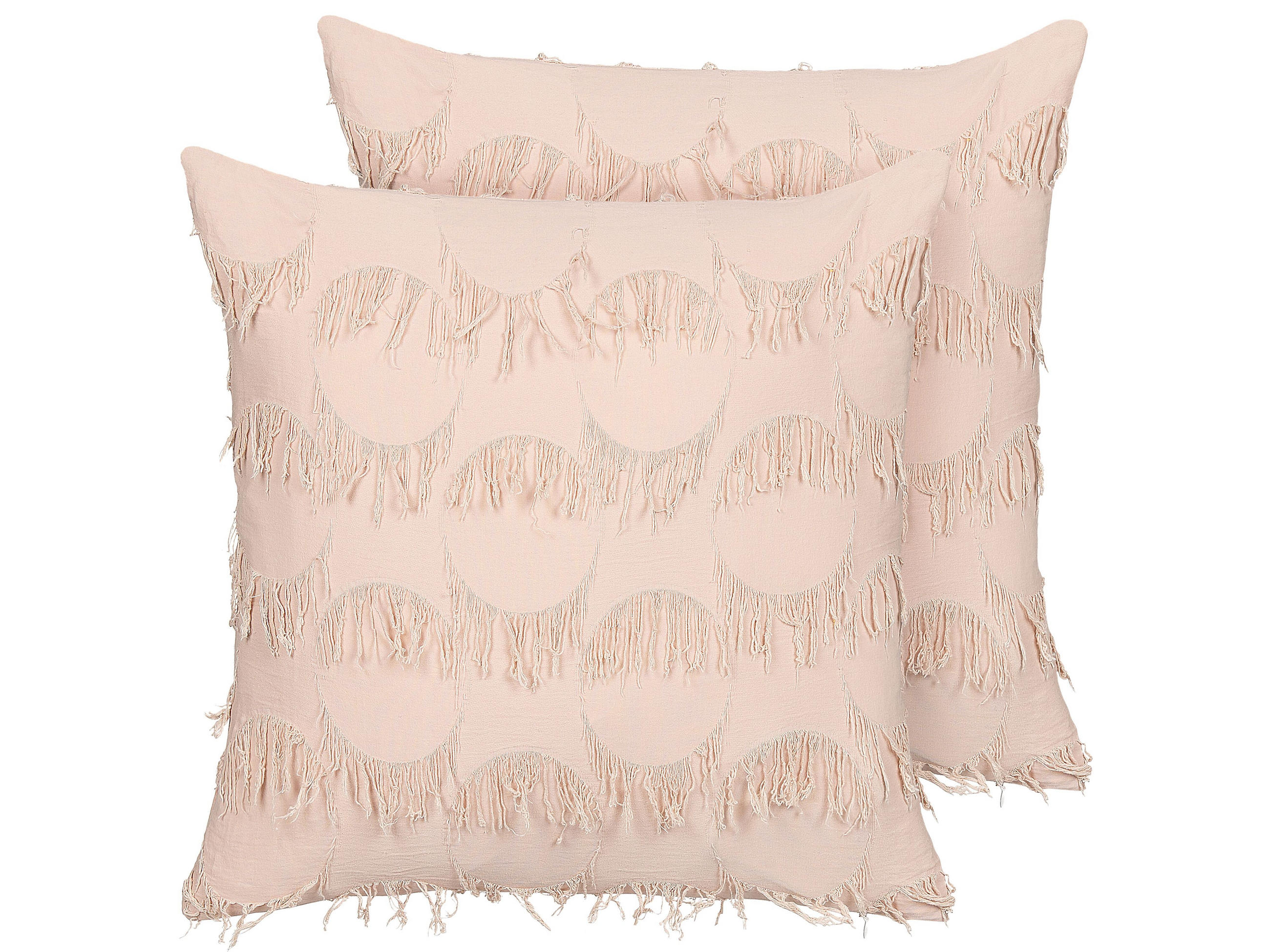 DEKOKISSEN 2er-Set Lachsrosa 45/45 cm Agastache - Koralle, Textil (45/45cm) - Beliani