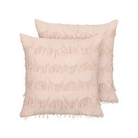 DEKOKISSEN 2er-Set Lachsrosa 45/45 cm Agastache - Koralle, Textil (45/45cm) - Beliani