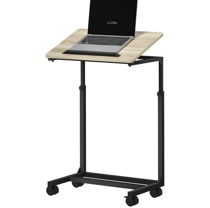 BEISTELLTISCH 55/36/62,5-82,5 cm Weiß in C-Form höhenverstellbar mit Rollen - Eichefarben, Holzwerkstoff (55/36/82.5cm) - OKWISH