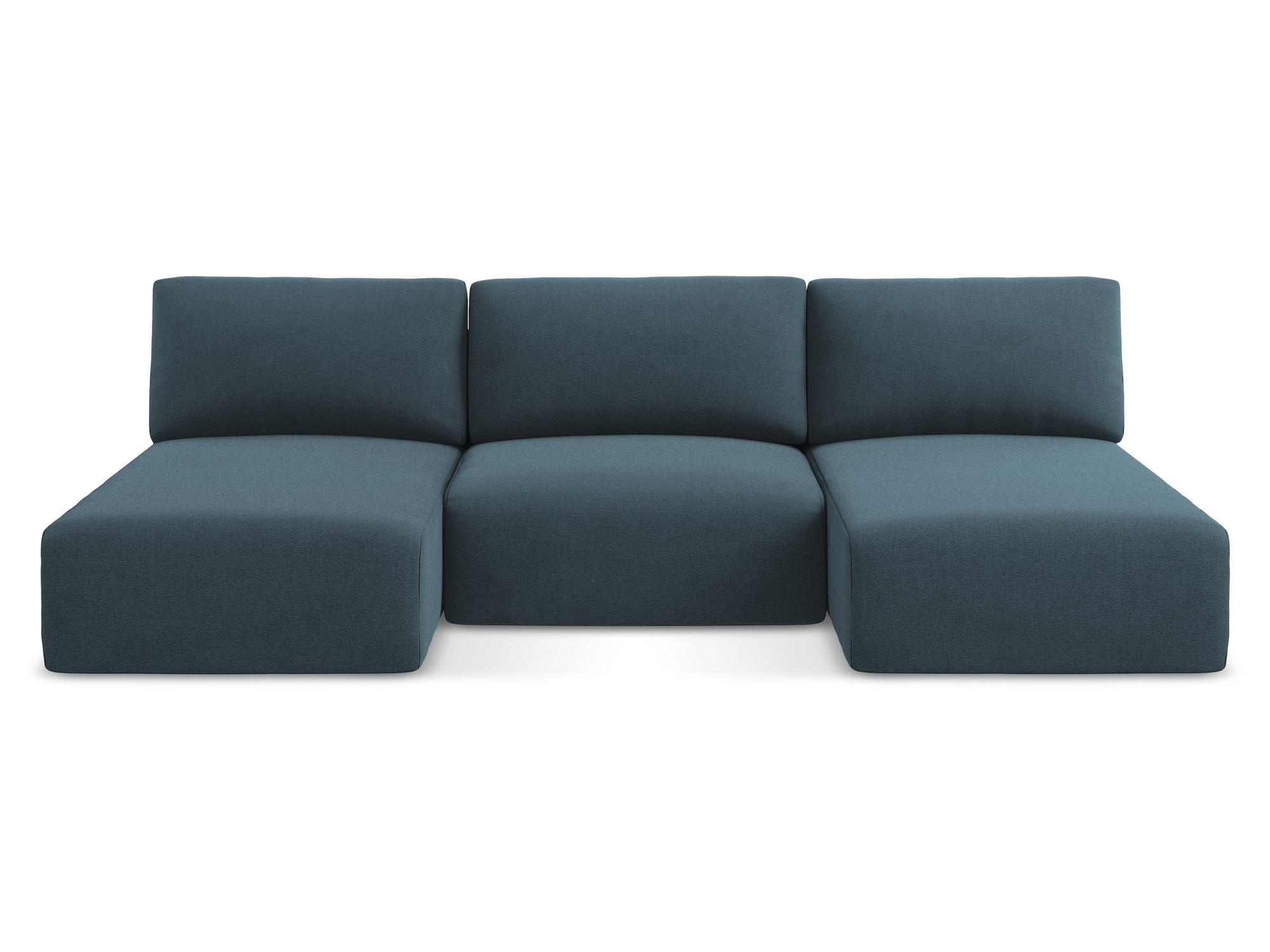 WOHNLANDSCHAFT Strukturstoff Stoff Blau - Blau/Pink, Kunststoff/Textil (304/79/149cm) - Makamii