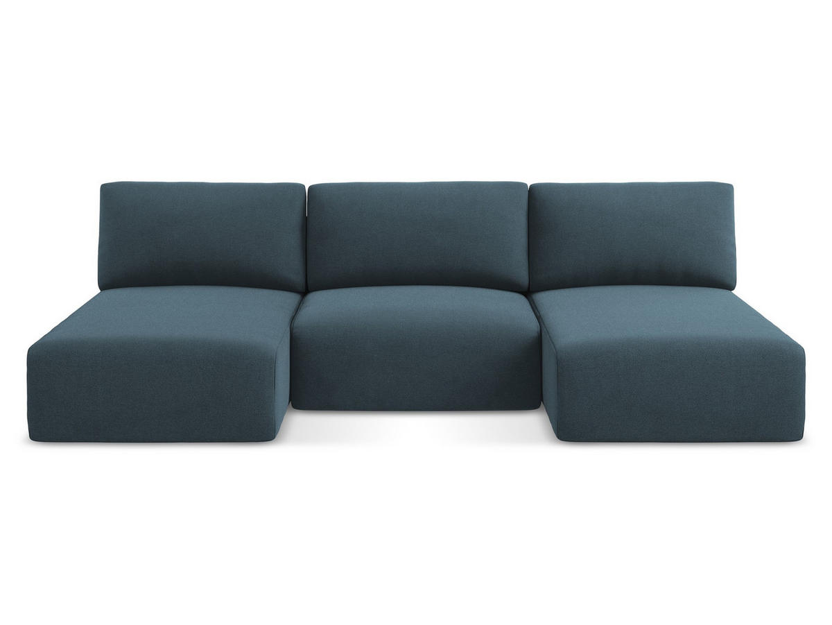 WOHNLANDSCHAFT Strukturstoff Stoff Blau - Blau/Pink, Kunststoff/Textil (304/79/149cm) - Makamii