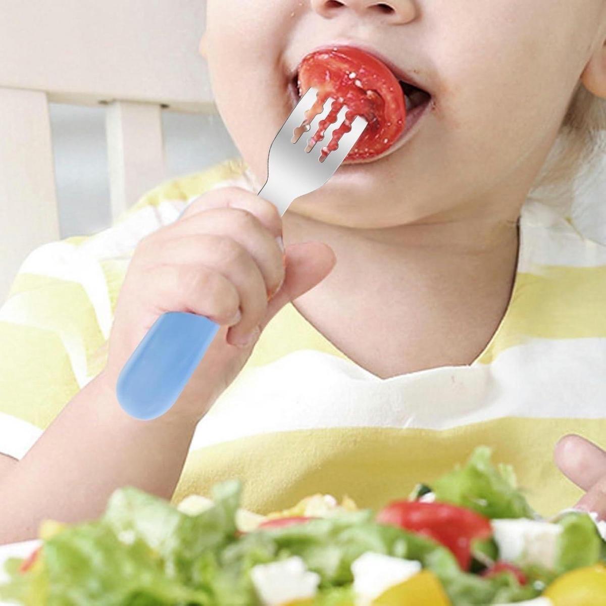 KINDERBESTECK Set 2-teilig mit Reiseetui Blau - Hellblau, Metall