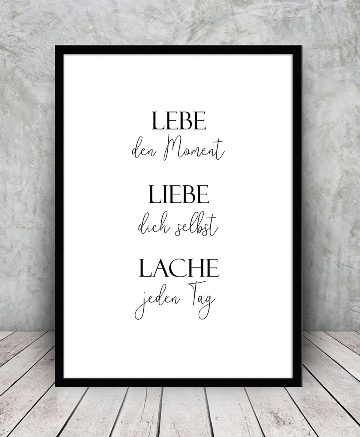 BILD mit Rahmen 51x71 cm Spruch: Leben Liebe Lachen - Weiß, Holz (51/71cm) - artissimo