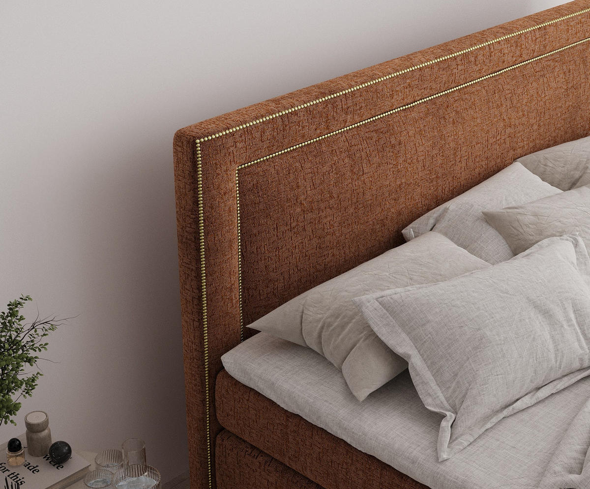 BOXSPRINGBETT Luxora Kupferfarbe 200/200 cm - Schwarz/Kupferfarben, Holz/Holzwerkstoff (200/200cm) - Maison de Reve