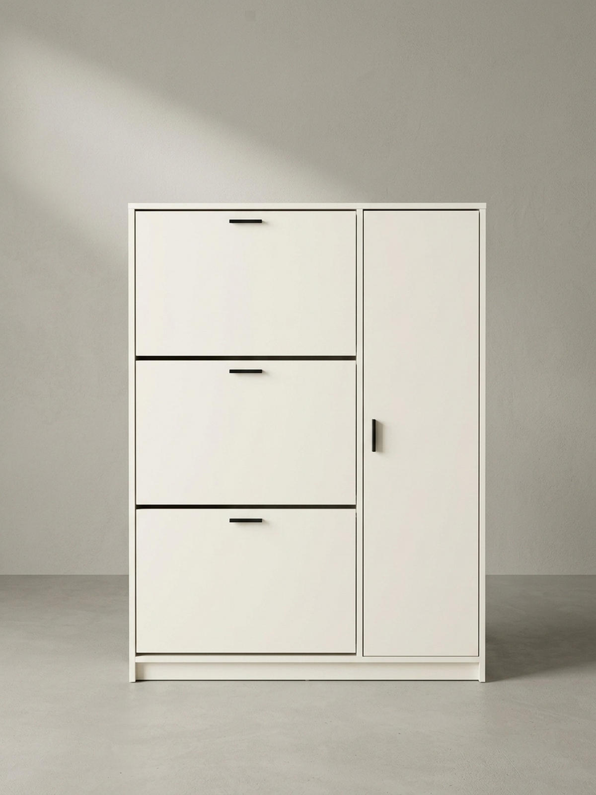 SCHUHSCHRANK – Weiß, 90x120x24 cm, Schuhkipper geschlossen, mit Ablage - Weiß, Holzwerkstoff (90/120/24cm) - KADIMA DESIGN