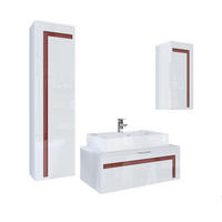 BADMÖBELSET Aloha Absetzungen in Bordeaux Hochglanz - Bordeaux, Holzwerkstoff (200/193/51cm) - Vladon