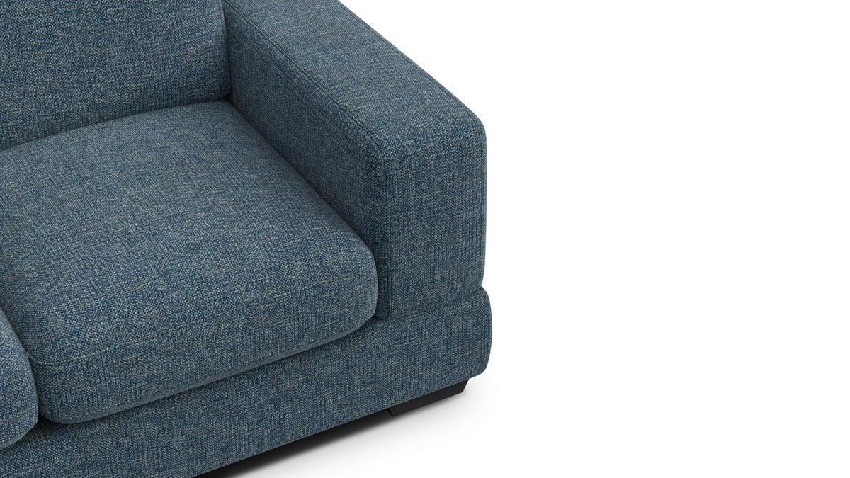 SOFA OTTO 2-Sitzer, marineblau - Blau/Schwarz, Holz/Textil (171/89/98cm) - Courtois Laville