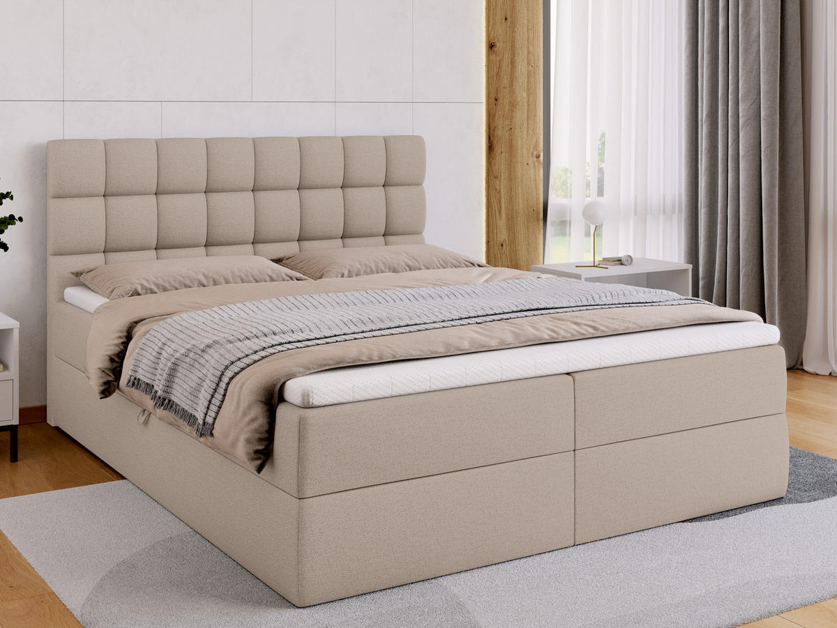 BOXBETT Dakota mit Topper 160/200 Beige - Beige, Textil (160/200cm) - Bromarkt