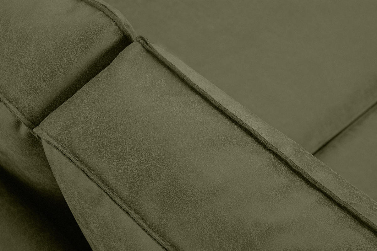 3-SITZER-SOFA INVIA Klassische-Stil mit Armlehnen, Lederoptik-Stoff, grün - Schwarz/Grün, Textil (209/87/98cm) - KONSIMO®