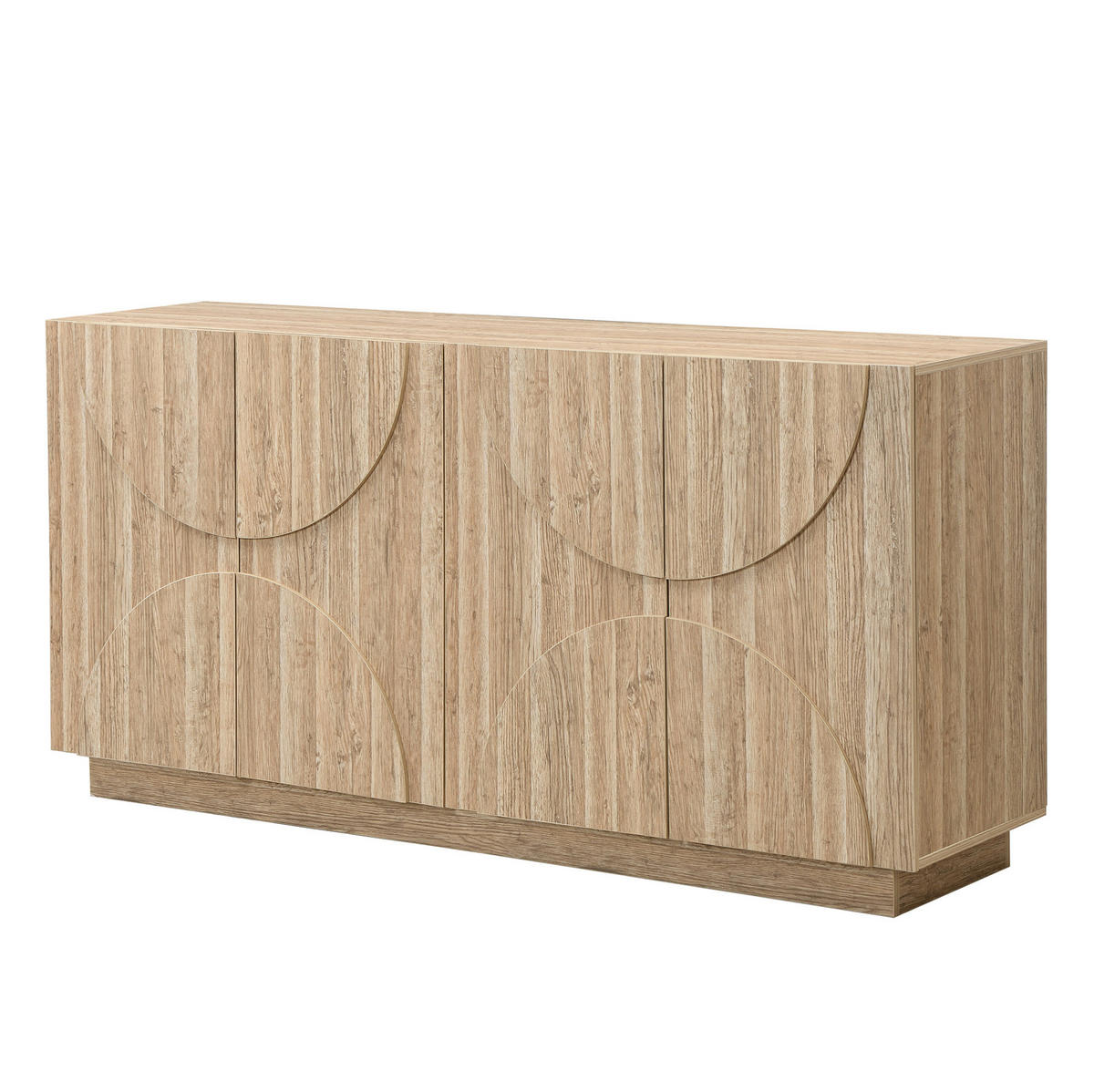 SIDEBOARD 160/40/80 cm in Natur mit Türen, Einlegeböden und Bogenfronten - Naturfarben, Holzwerkstoff (160/80/40cm) - Flora Grace
