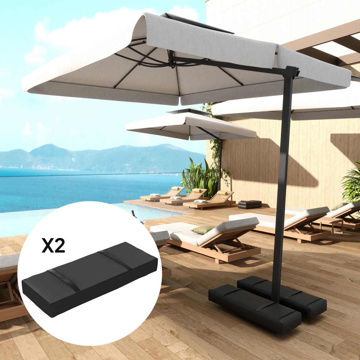 SANDSÄCKE für Sonnenschirm auffüllbar bis 25 kg - Schwarz, Textil (30/76cm) - Outsunny