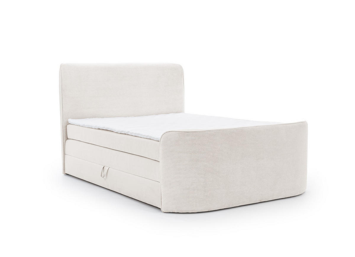 BOXSPRINGBETT Body In Stoff Paros - Creme, Holzwerkstoff/Textil (120/200cm) - Fun Möbel