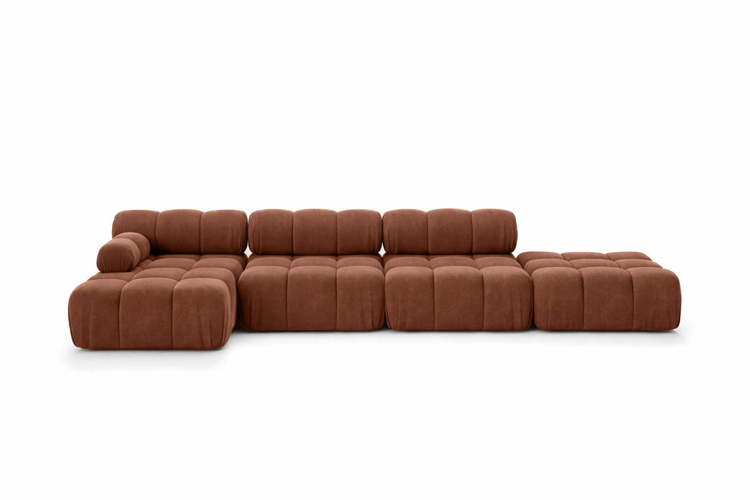 ECKSOFA L-Form XL, Stoff Velours Salvador, Dunkelbraun, Links, Selia L XL - Dunkelbraun, Holz (380/160cm) - Kaiser Möbel