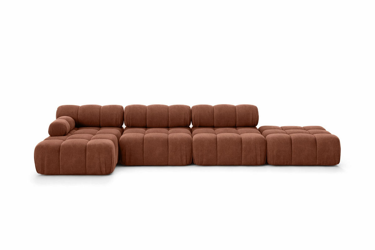 ECKSOFA L-Form XL, Stoff Velours Salvador, Dunkelbraun, Links, Selia L XL - Dunkelbraun, Holz (380/160cm) - Kaiser Möbel