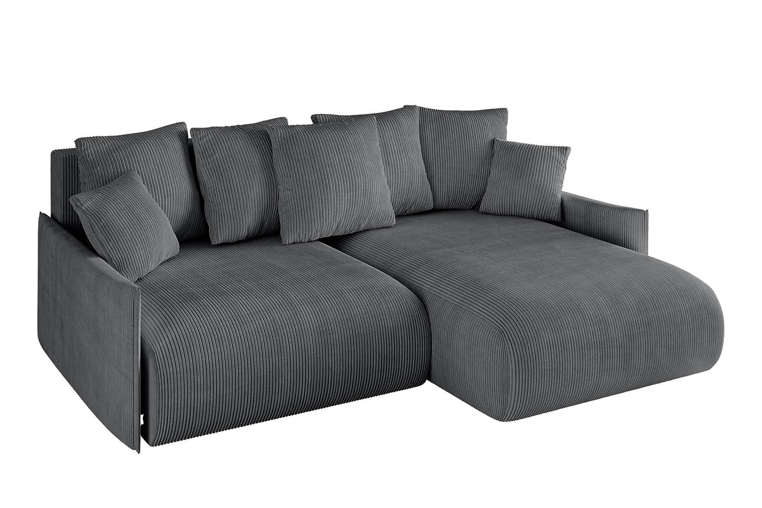 ALTDECOR ROHOVÁ SEDACÍ SOUPRAVA s otomanem vpravo ONESK-L -v1 216x177x72 tmavě šedý manšestr