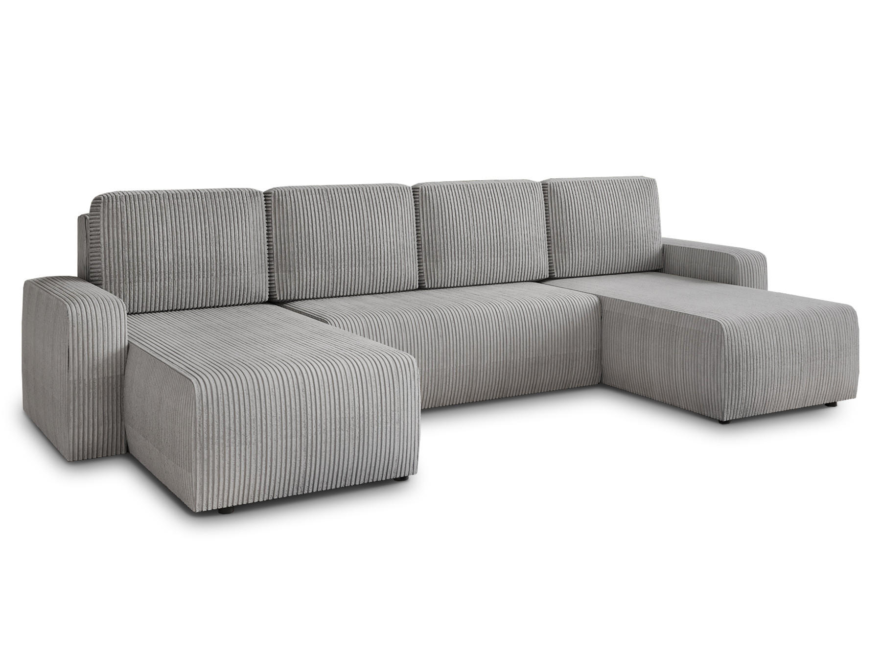 WOHNLANDSCHAFT Roma U - Grau, Holz/Textil (305/90/150cm) - Sofnet