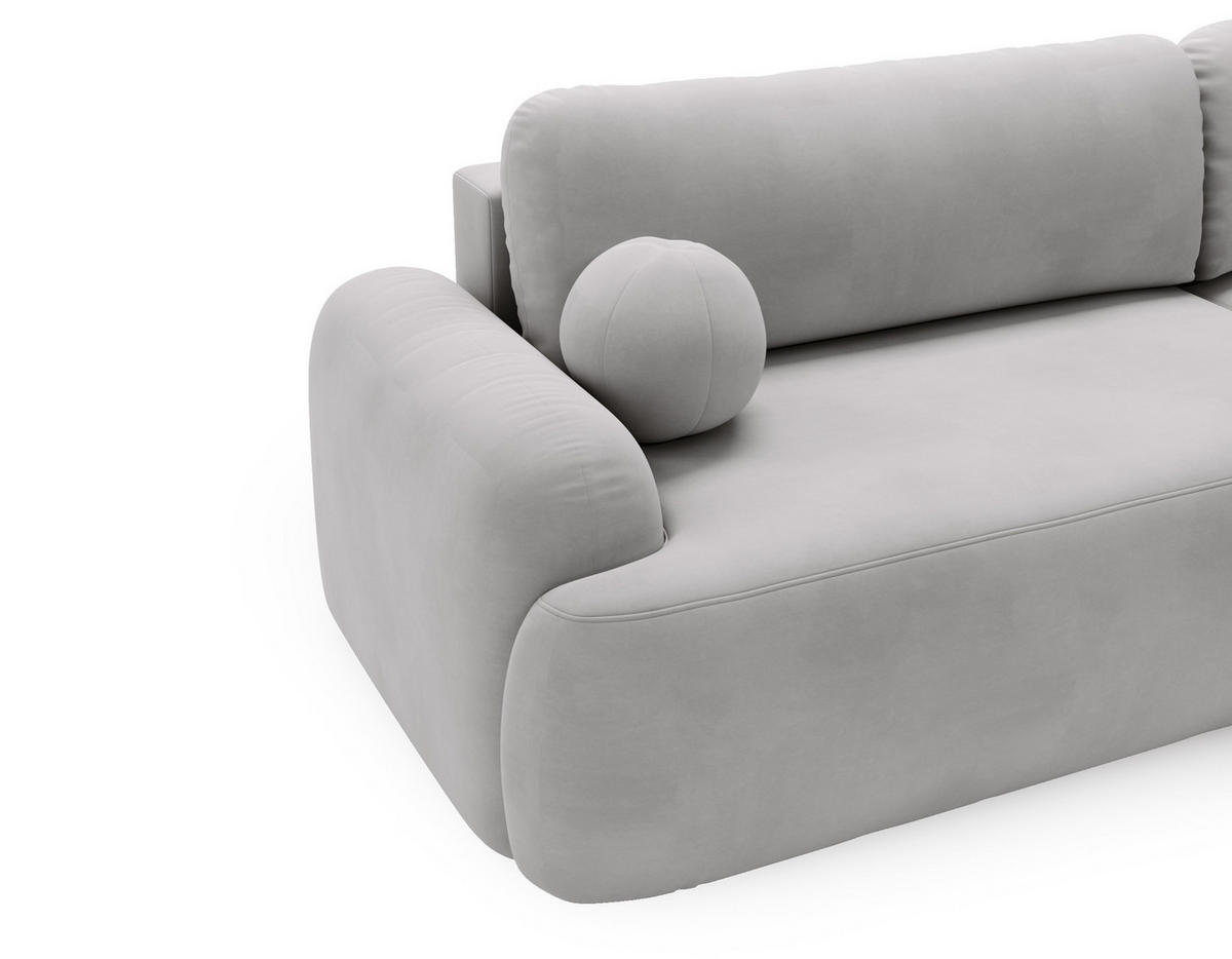 ECKSOFA Cloudy Hellgrau, Sofa aus Velourstoff mit Kissen, rechte seite - Hellgrau, Holzwerkstoff/Textil (261/177cm) - Bettso