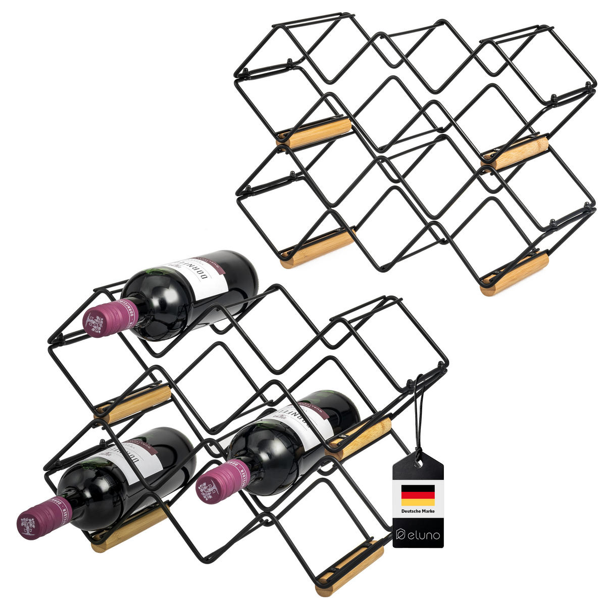 WEINREGAL 4er-Set, schwarz - Schwarz, Metall (39/14.5/15cm) - eluno