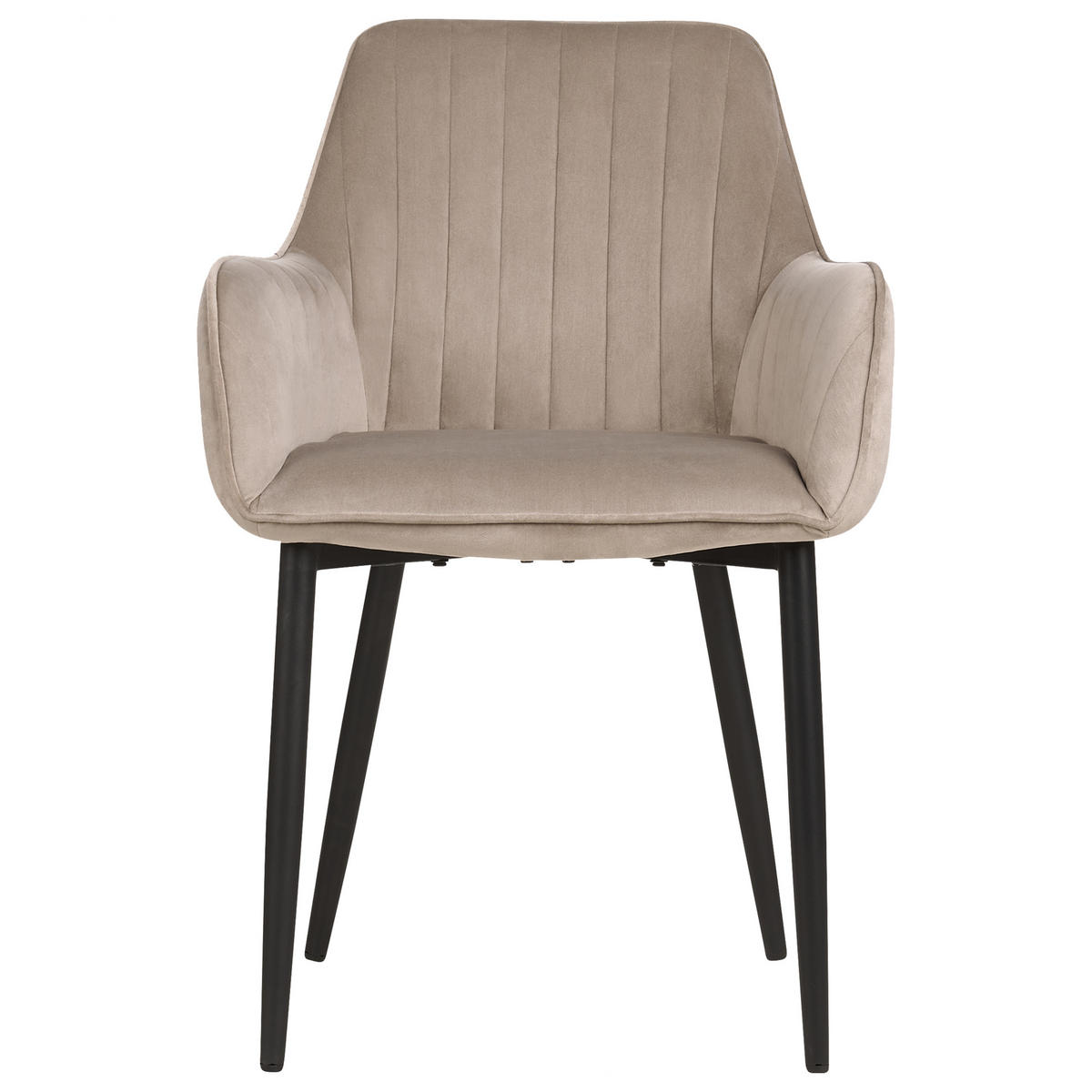 ESSZIMMERSTUHL 2er-Set Samtstoff taupe Wellston - Beige/Schwarz, Textil (60/84/61cm) - Beliani