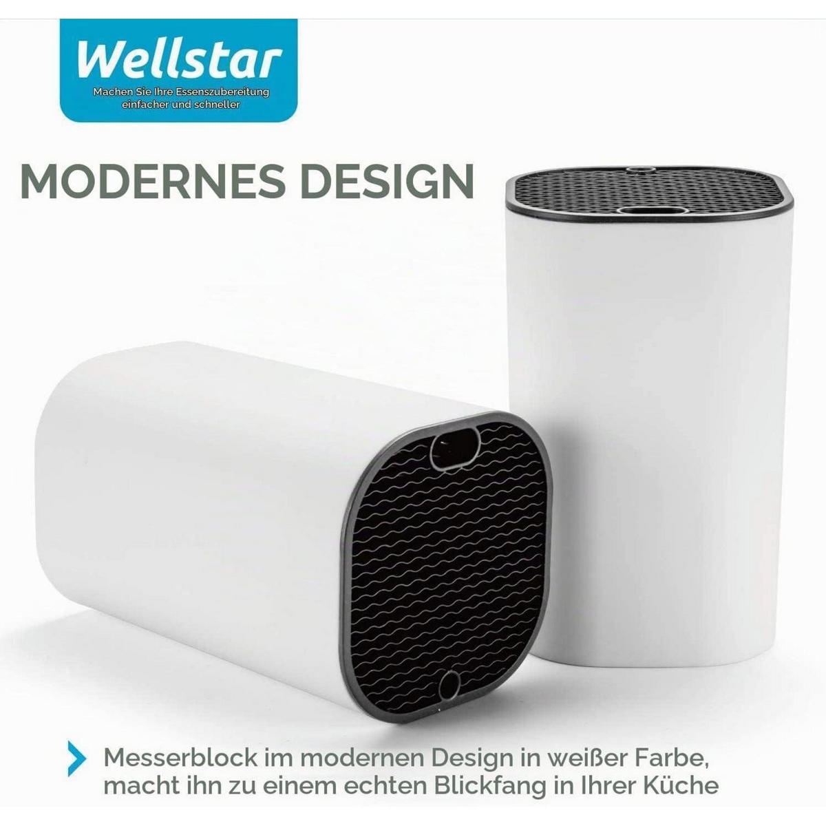 MESSERBLOCK unbestückt Weiß - Weiß, Kunststoff (14/22.4/14cm)