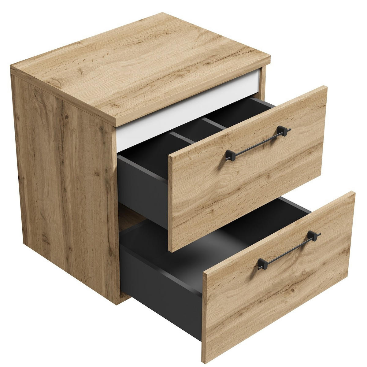 WASCHBECKENUNTERSCHRANK Muro 2 Schubladen Eiche - 60 x 45 x 61 cm - Eichefarben, Holz (60/61/45cm) - Badplaats