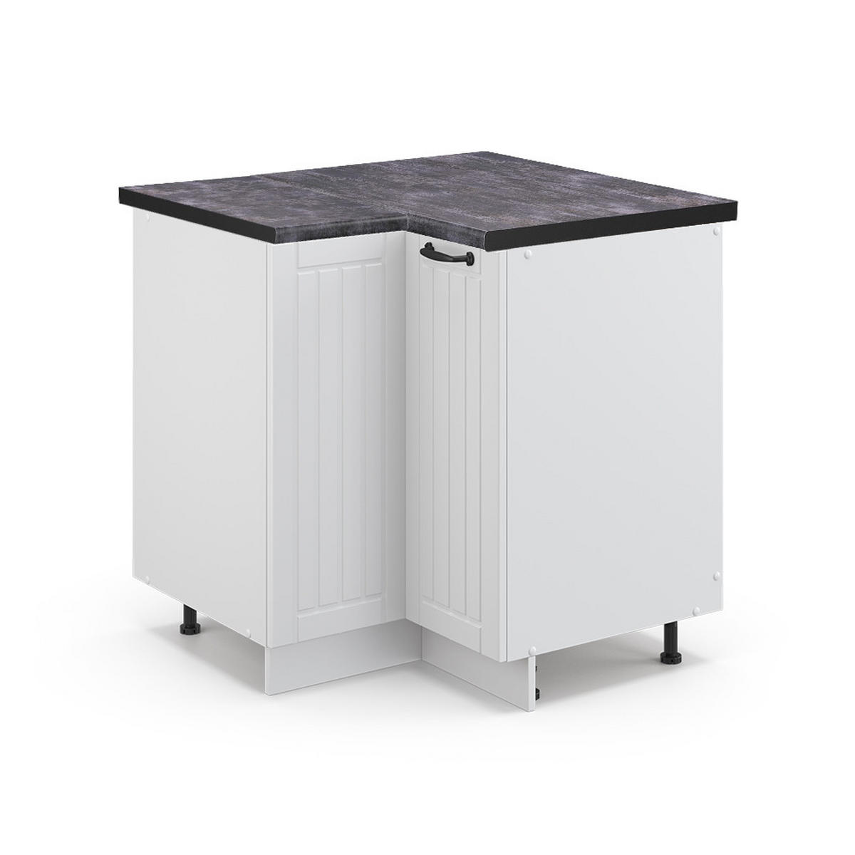 ECKUNTERSCHRANK Fame-Line Weiß Landhaus 80.5 cm, AP Anthrazit - Weiß, Holzwerkstoff (80.5/82/60cm) - Vicco