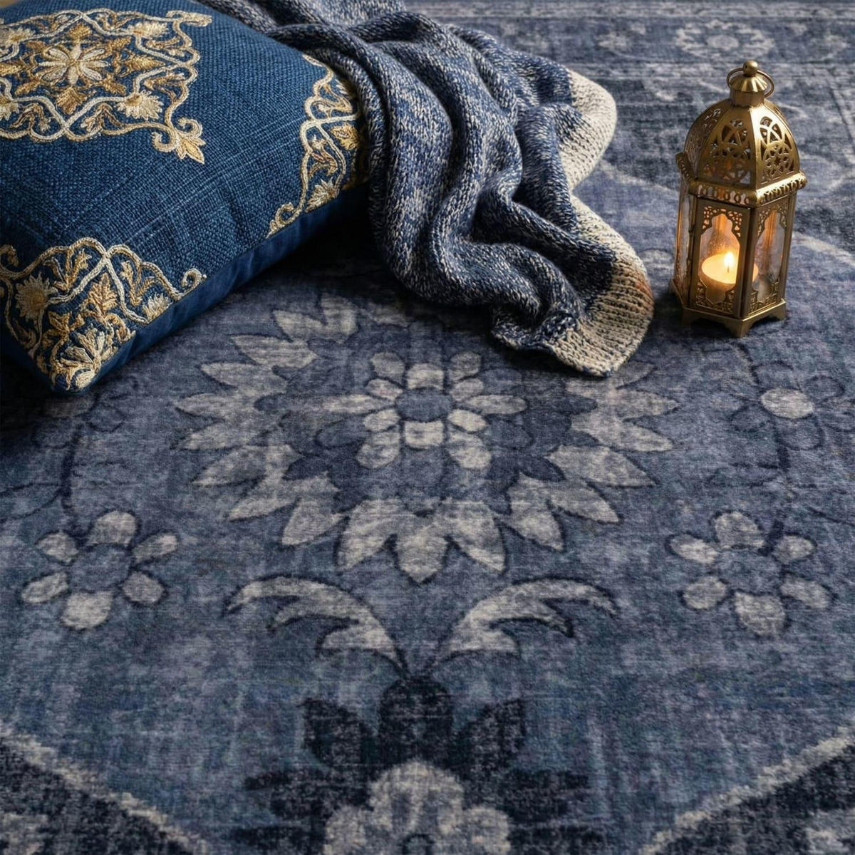 KURZFLOR-TEPPICH SEMER 421 BLAU 200X280 - Blau, Kunststoff (200/280cm) - Paco Home