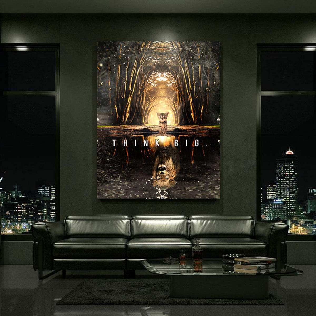 WANDBILD XXL "Think Big" - 80 x 120 cm - Weiß, Textil (80/120cm) - Hustling Sharks