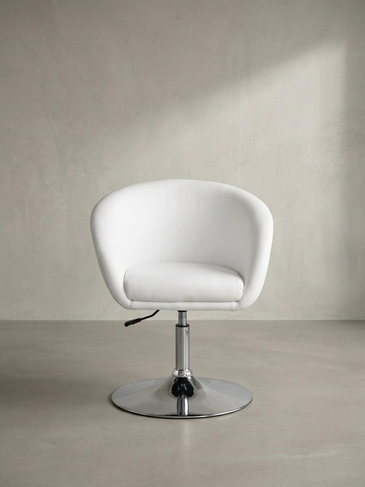 LOUNGESESSEL verstellbare Sitzhöhe mit Trompetenfuß Retro LIFT , Weiß 62x55x84 cm - Silberfarben/Weiß, Kunststoff/Textil (62/84/55cm) - KADIMA DESIGN