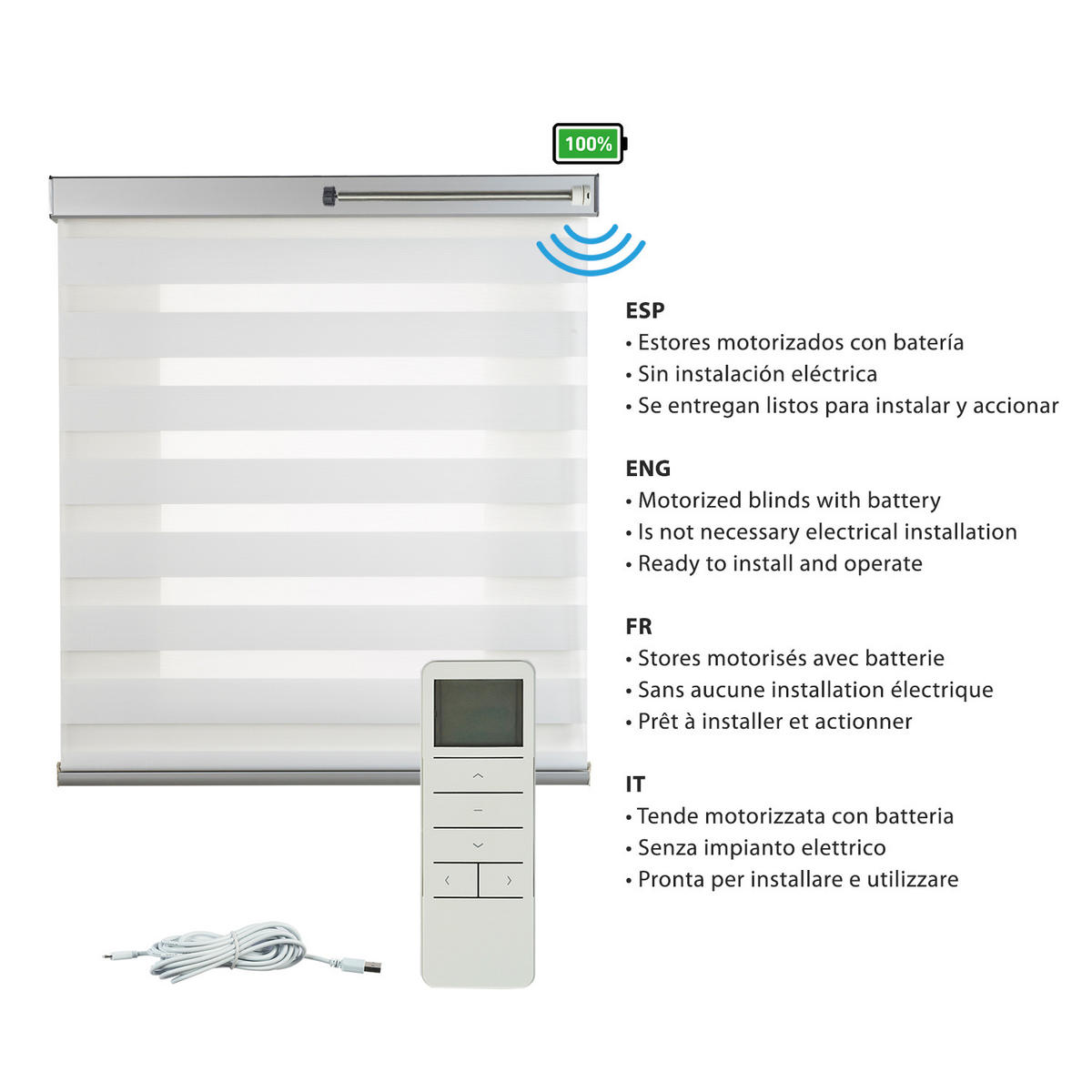 DOPPELROLLO Motorisiertes Weiß 160x250 cm - Weiß, Kunststoff (160/250cm) - STORESDECO