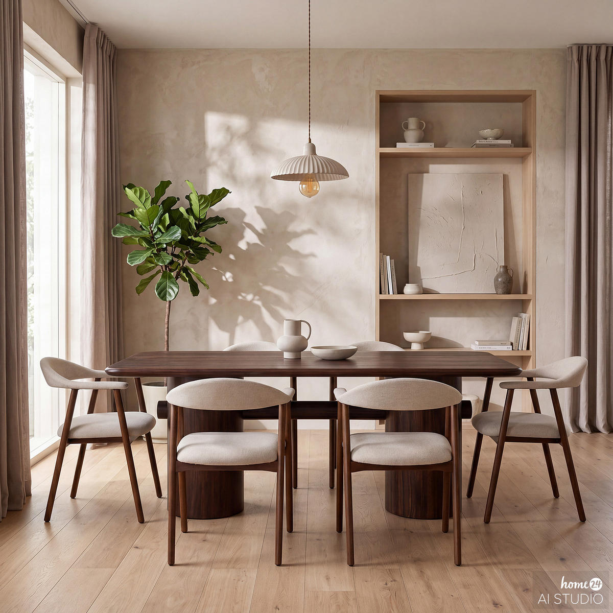 ARMLEHNENSTUHL - 2er-Set - Beige, Eichenholz/Holz (56/76/54cm) - home24