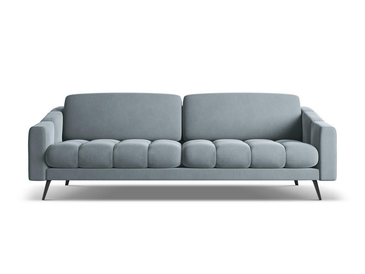 4-SITZER-SOFA Samt Stoff Blau - Blau/Schwarz, Textil/Metall (238/80/95cm) - Makamii