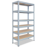 SCHWERLASTREGAL PRO 155x60x40 cm in verzinkt mit 6 Böden und 166 kg Traglast pro Boden - Silberfarben, Metall (60/155/40cm) - shelfplaza