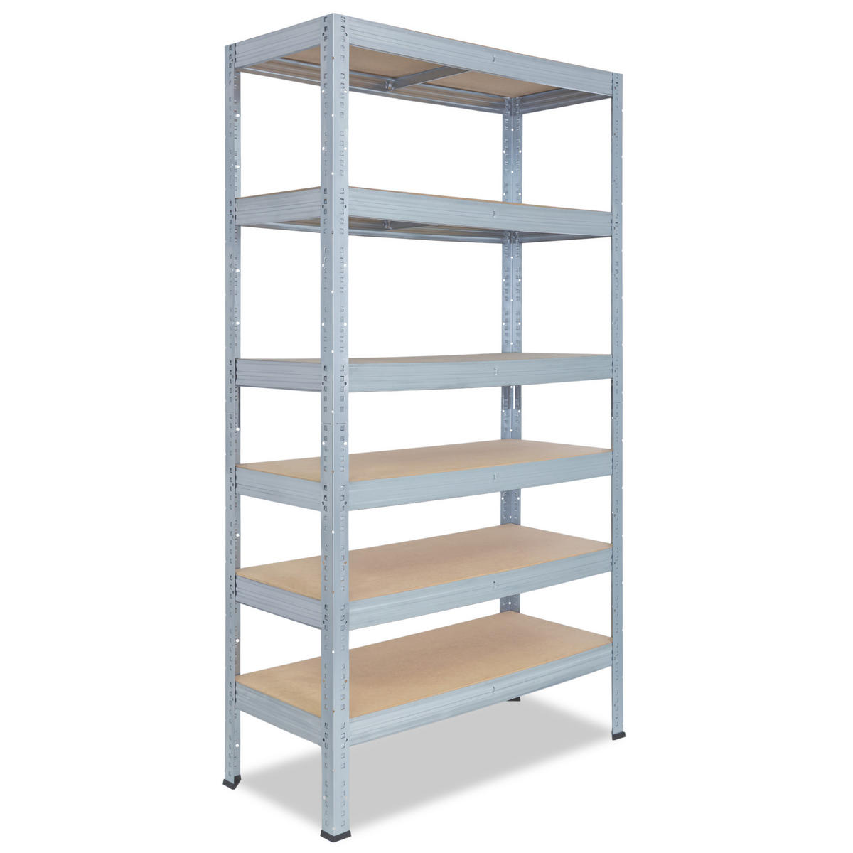 SCHWERLASTREGAL PRO 155x60x40 cm in verzinkt mit 6 Böden und 166 kg Traglast pro Boden - Silberfarben, Metall (60/155/40cm) - shelfplaza