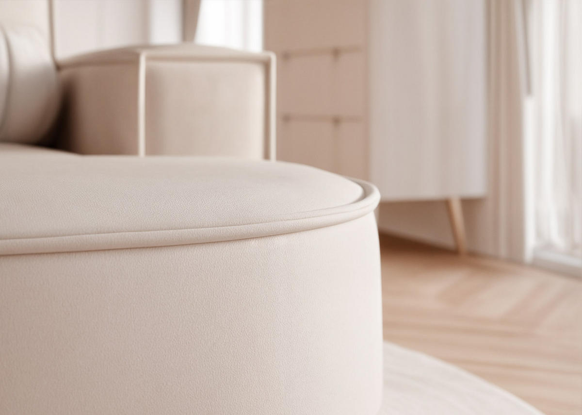 ECKSOFA SOFIA Veloursstoff in Beige - Beige, Holzwerkstoff/Kunststoff (210/157cm) - Idohome