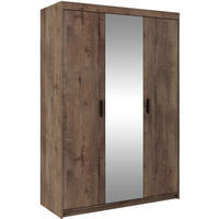 DREHTÜRENSCHRANK Elena mit 3 Türen, mit Spiegel, Eiche Lefkas - Eichefarben, Holzwerkstoff (130/190/53cm) - Beautysofa