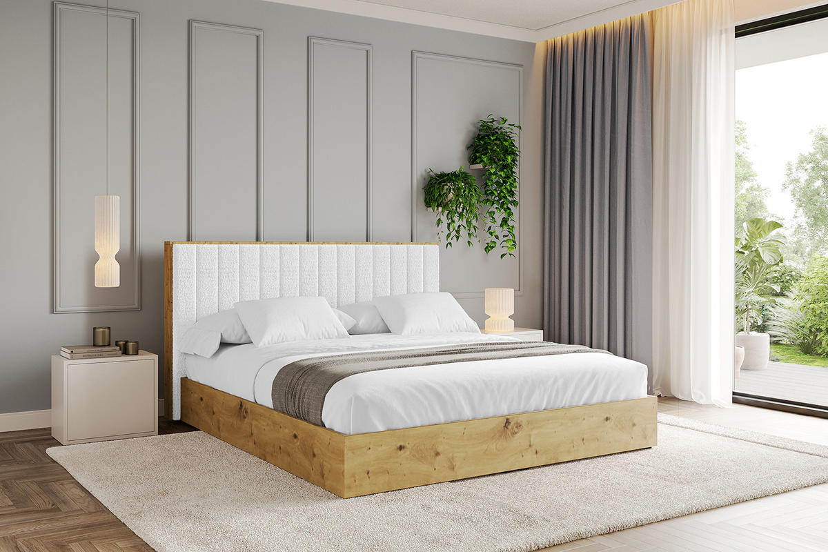 POLSTERBETT mit Bettkasten und Lattenrost, Bett mit Matratze H3/H4 - ENZO4 160x200 Weiß - Weiß, Holzwerkstoff/Textil (160/200cm) - ALTDECOR