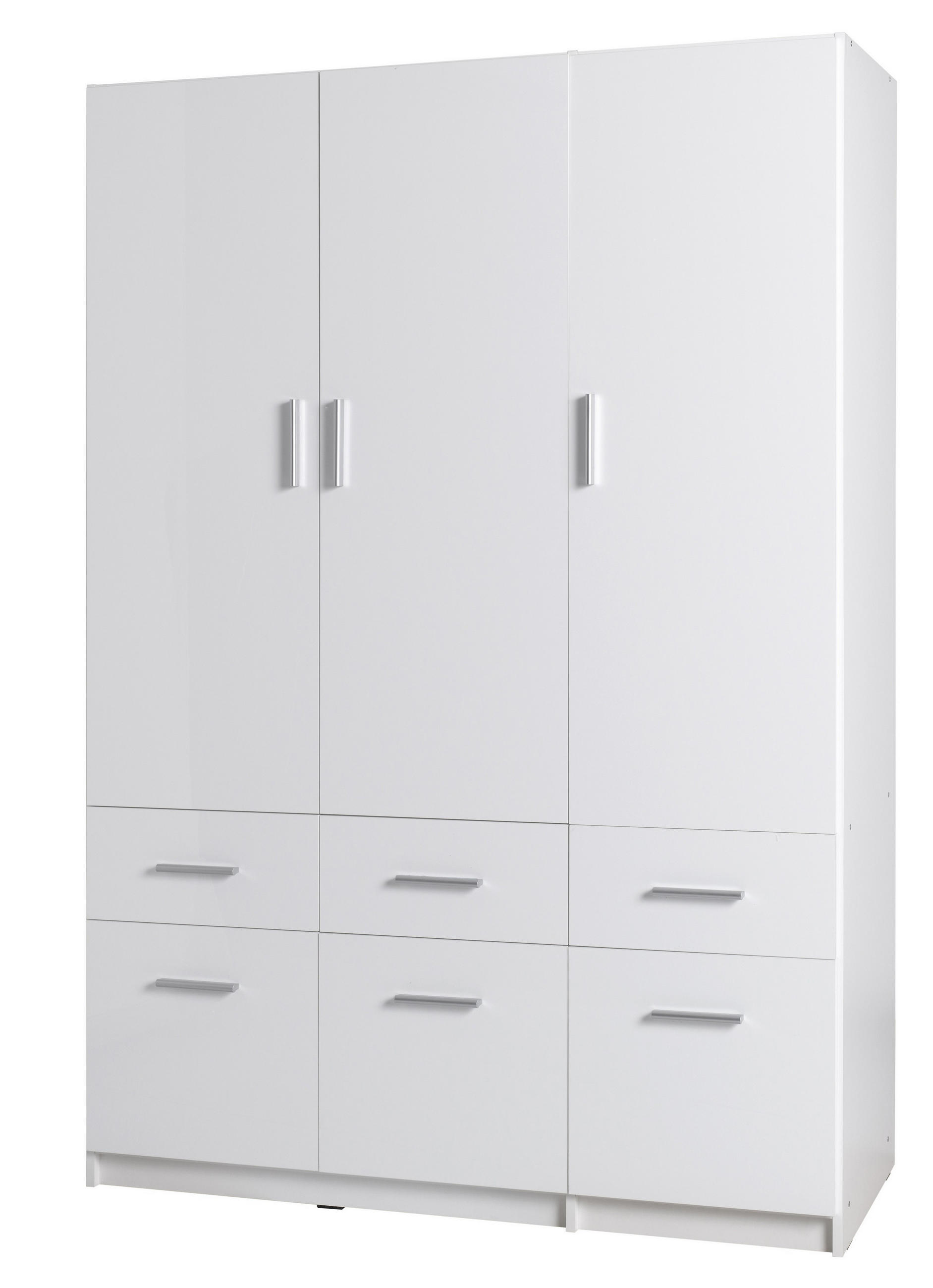 DREHTÜRENSCHRANK LUGERN 136/197,6/53,6cm 3-türig Weiß - Weiß, Holzwerkstoff (136/197.6/53.6cm) - MASSENO