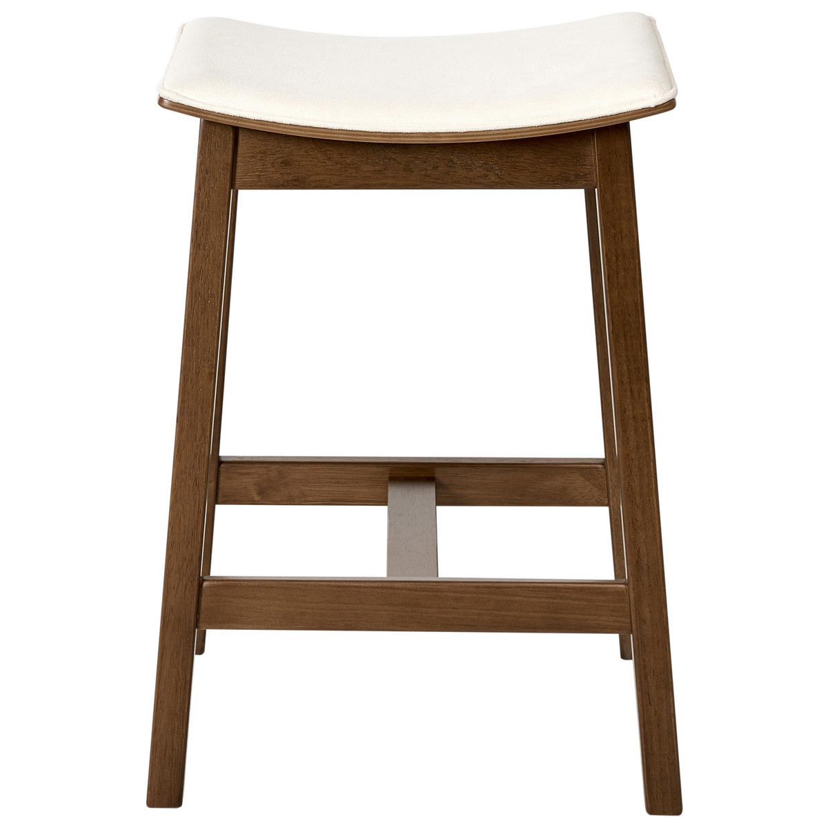 BARHOCKER 2er-Set Holz Cremeweiß/Dunkelbraun Dixon - Dunkelbraun, Holz (45/63/39cm) - Beliani